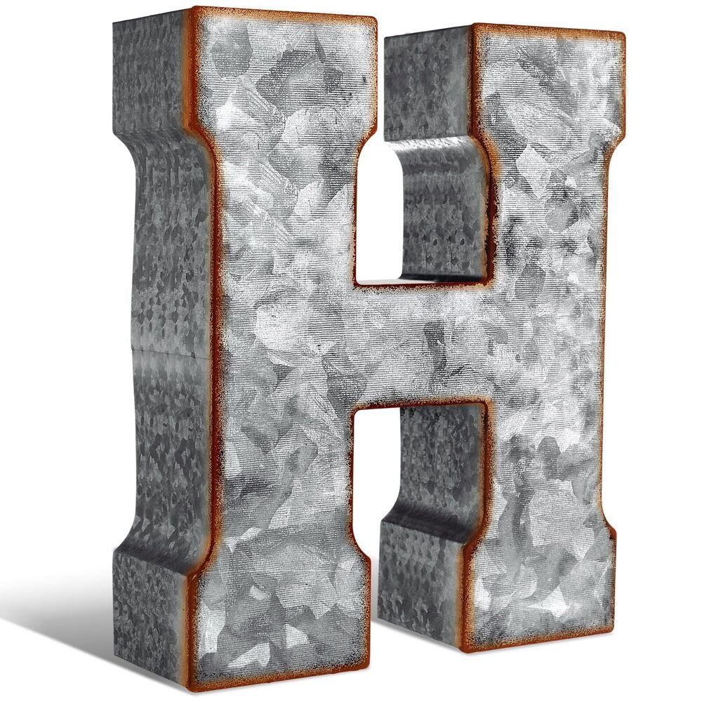 7578 12" Metal Letter Wall Decor Large Galvanized Letter 3D Signs Shelf